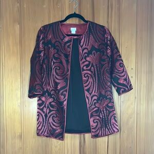 Elegant Red and Black Brocade Jacket